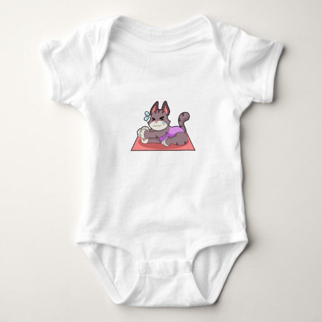 Cat at Yoga Fitness Baby Bodysuit (Front)