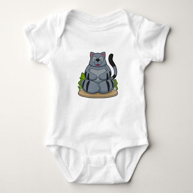 Cat at Yoga Fitness Baby Bodysuit (Front)