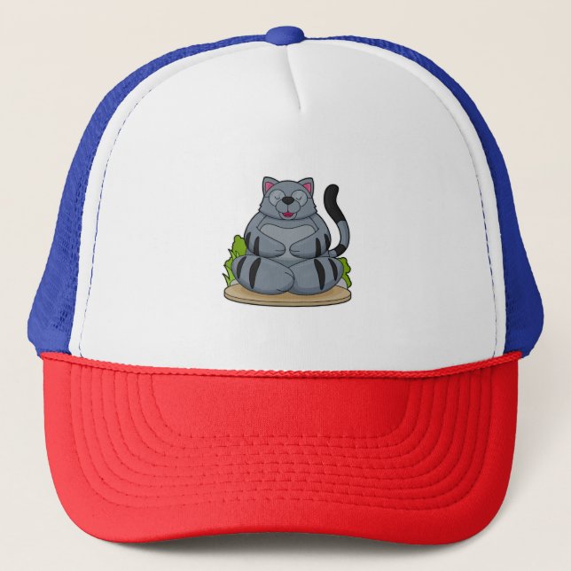 Cat at Yoga Fitness Trucker Hat (Front)