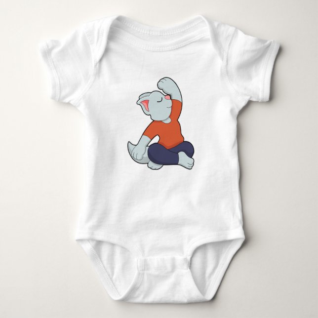 Cat at Yoga in Cross legged Baby Bodysuit (Front)