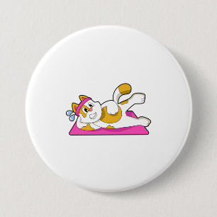 Cat at Yoga Stretching exercise 7.5 Cm Round Badge
