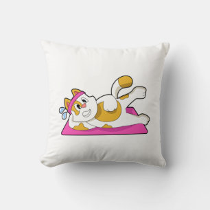 Cat at Yoga Stretching exercise Cushion