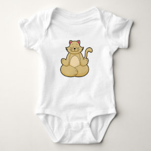 Cat at Yoga Stretching exercise in Cross legged Baby Bodysuit
