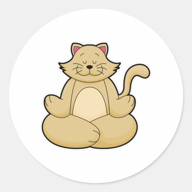 Cat at Yoga Stretching exercise in Cross legged Classic Round Sticker (Front)