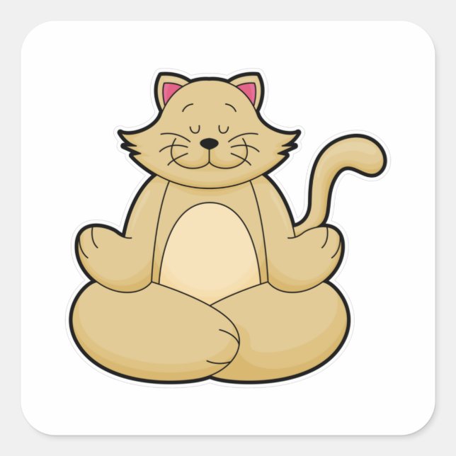 Cat at Yoga Stretching exercise in Cross legged Square Sticker (Front)