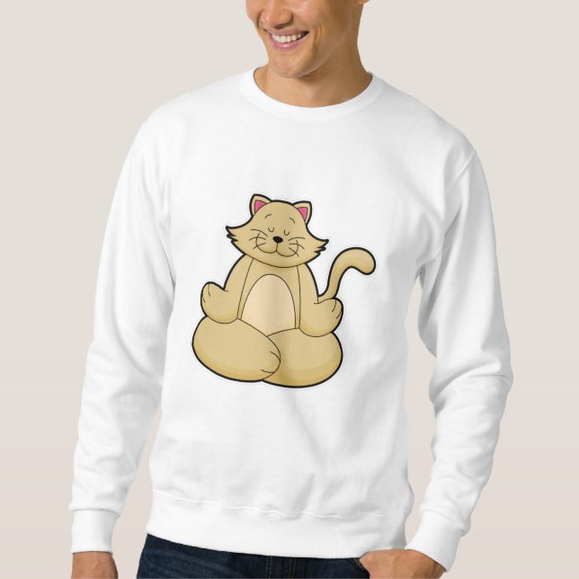 Cat at Yoga Stretching exercise in Cross legged Sweatshirt (Front)
