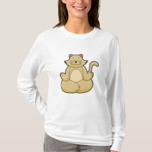 Cat at Yoga Stretching exercise in Cross legged T-Shirt