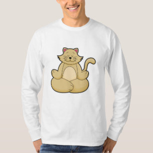 Cat at Yoga Stretching exercise in Cross legged T-Shirt
