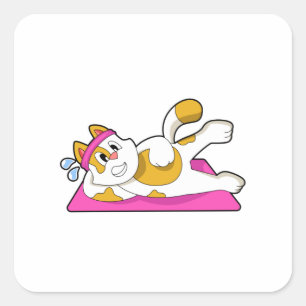 Cat at Yoga Stretching exercise Square Sticker