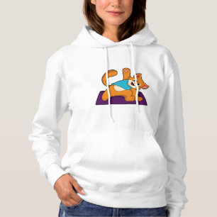 Cat at Yoga with Yoga mat Hoodie