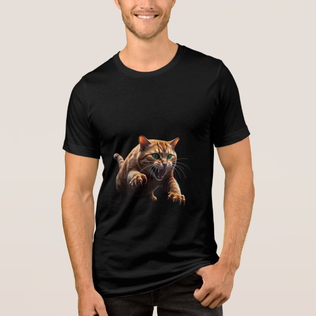 Cat Attack – Fierce and Funny Feline T-Shirt Tri-Blend Shirt (Front)