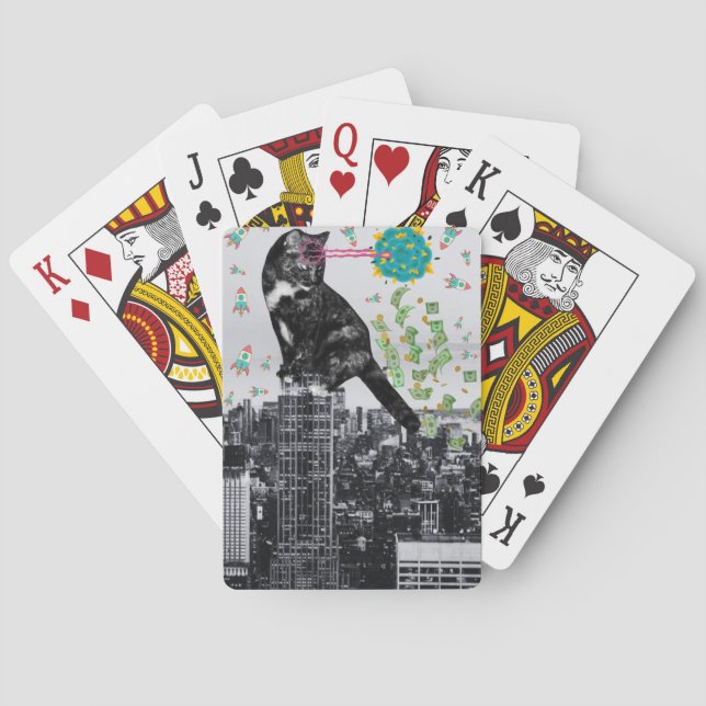 cat attack money boom! playing cards (Back)