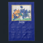 Cat Attacking Van Gogh Irises Funny 2024 Calendar Tea Towel<br><div class="desc">Cat Attacking Van Gogh Irises Funny Calendar Kitchen Towels</div>