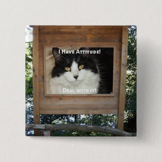 Cat Attitude 15 Cm Square Badge