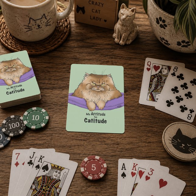 Cat Attitude Funny Playing Cards (Creator Uploaded)