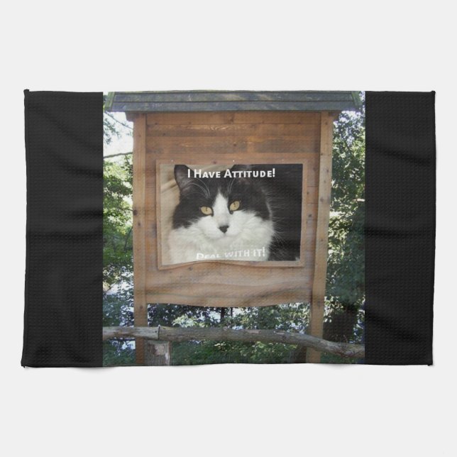 Cat Attitude Tea Towel (Horizontal)