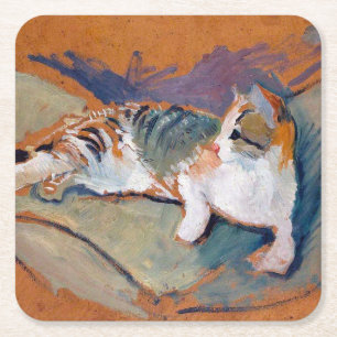 Cat, August Macke Square Paper Coaster