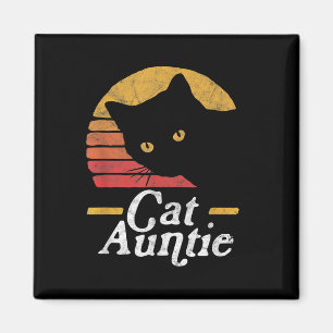 Cat Aunt Vintage Eighties Style Sun Cat Retro Dist Magnet