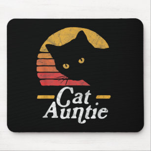 Cat Aunt Vintage Eighties Style Sun Cat Retro Dist Mouse Pad