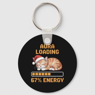 Cat Aura Loading 67 Percent Energy Funny Gen Z Mem Key Ring