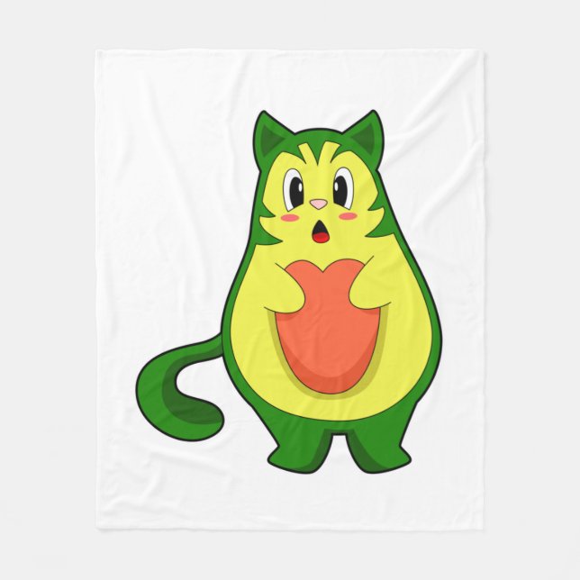 Cat Avocado Fleece Blanket (Front)