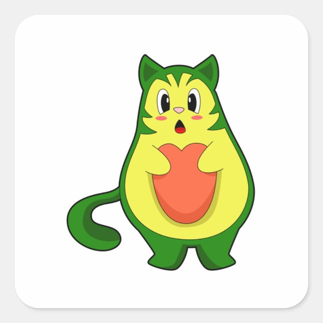 Cat Avocado Square Sticker (Front)