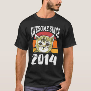 Cat Awesome Since 2014 9th Birthday 9 Years Old Ca T-Shirt