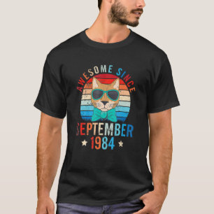 Cat Awesome Since September 1984 Happy Birthday 38 T-Shirt