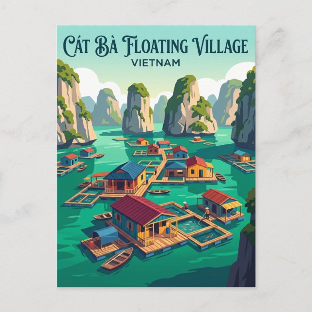 Cát Bà Floating Village Vietnam Postcard (Front)