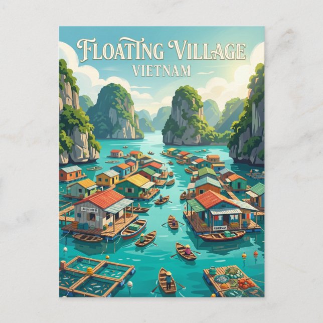 Cát Bà Floating Village Vietnam Postcard (Front)