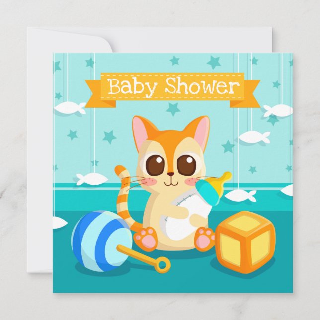 Cat Baby Shower Invitation (Front)