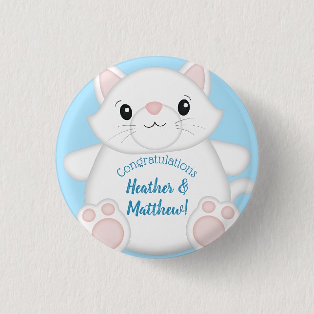 Cat Baby Shower Kitty Blue 3 Cm Round Badge (Front)