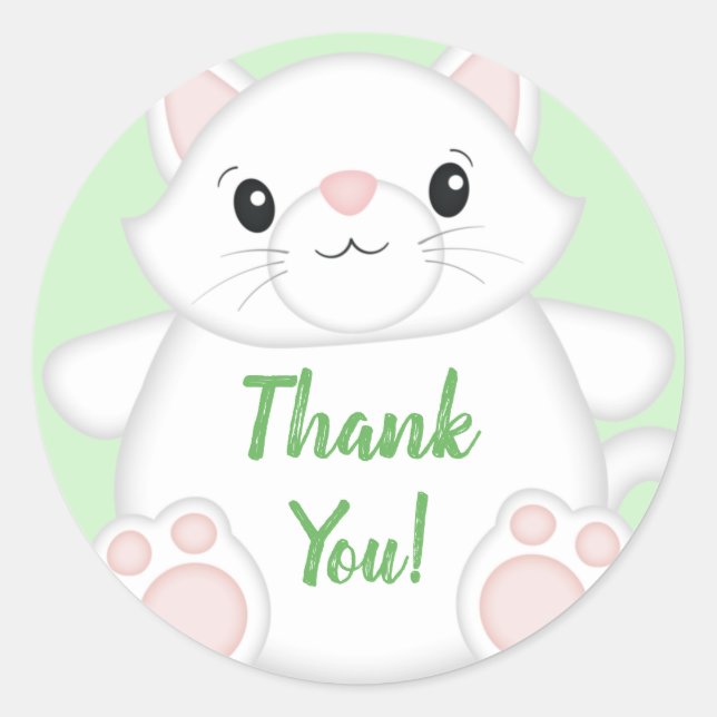 Cat Baby Shower Kitty Classic Round Sticker (Front)