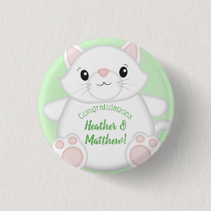 Cat Baby Shower Kitty Green 3 Cm Round Badge