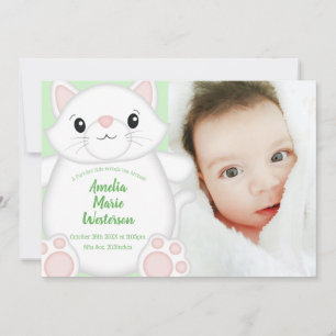 Cat Baby Shower Kitty Green Invitation