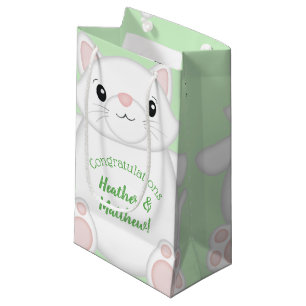Cat Baby Shower Kitty Green Small Gift Bag