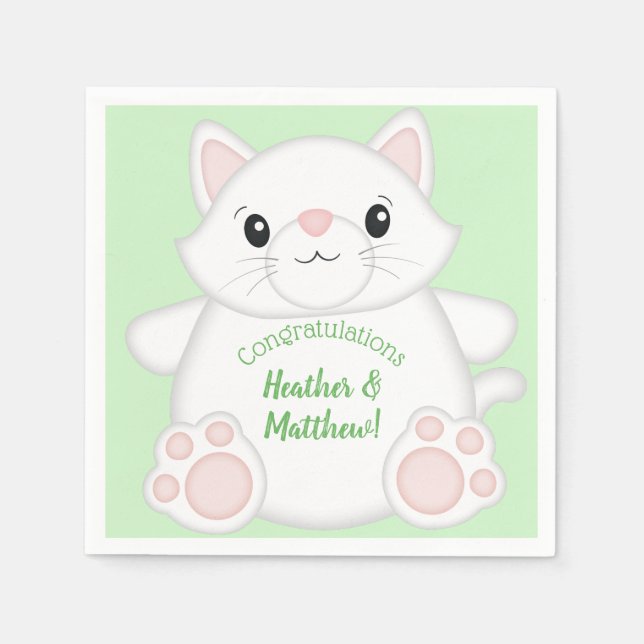 Cat Baby Shower Kitty Napkin (Front)