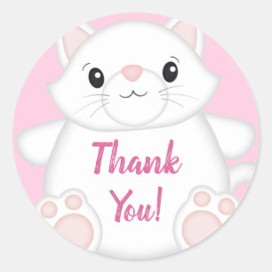 Cat Baby Shower Kitty Pink Classic Round Sticker