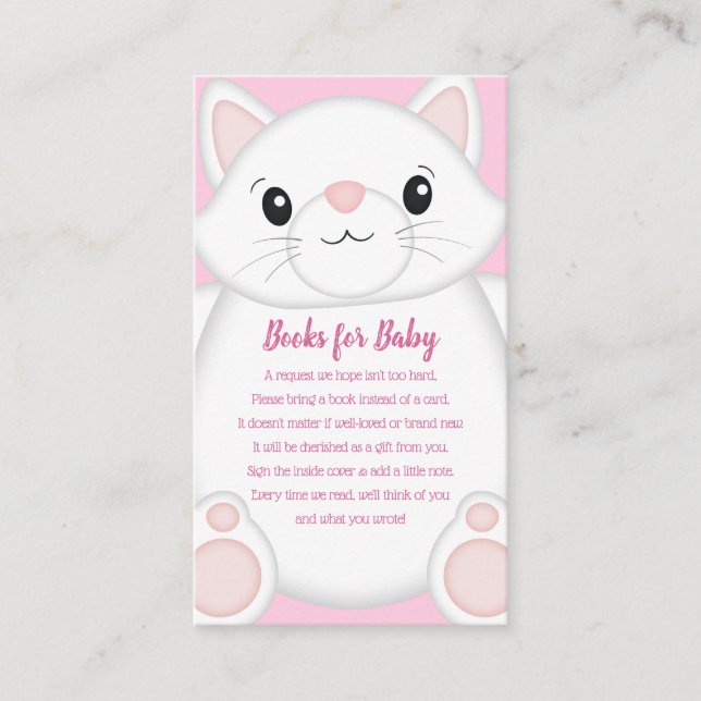 Cat Baby Shower Kitty Pink Enclosure Card (Front)