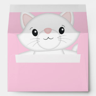 Cat Baby Shower Kitty Pink Envelope