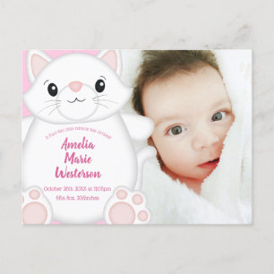 Cat Baby Shower Kitty Pink Postcard