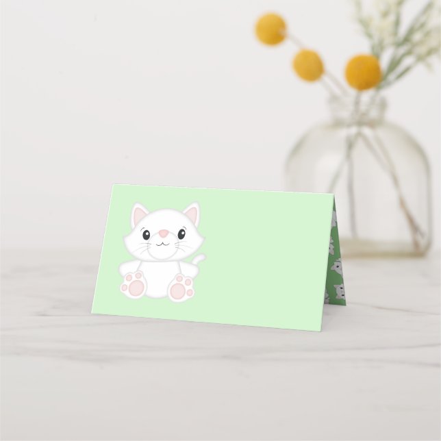 Cat Baby Shower Kitty Place Card (Front)