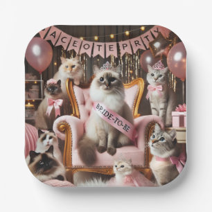 Cat Bachelorette Party in Pink theme Paper Plate