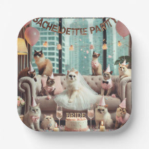 Cat Bachelorette Party in Pink theme Paper Plate