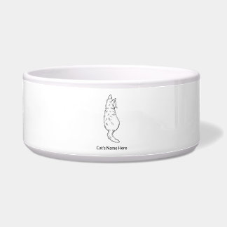 Cat Back View Large Pet Bowl Personalized
