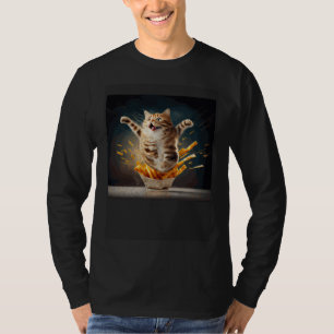 Cat Backfloating French Fries T-Shirt