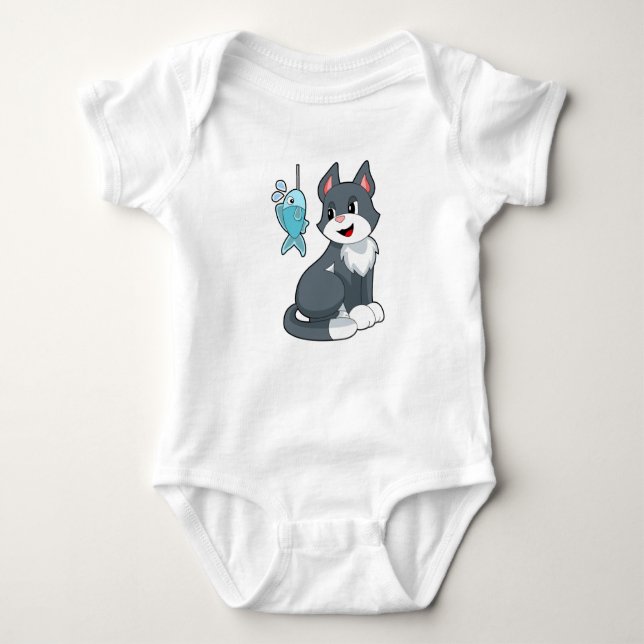 Cat Bait Fish Baby Bodysuit (Front)