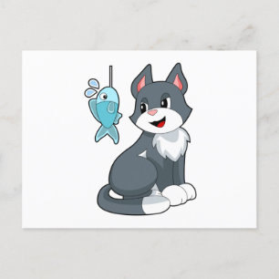 Cat Bait Fish Postcard