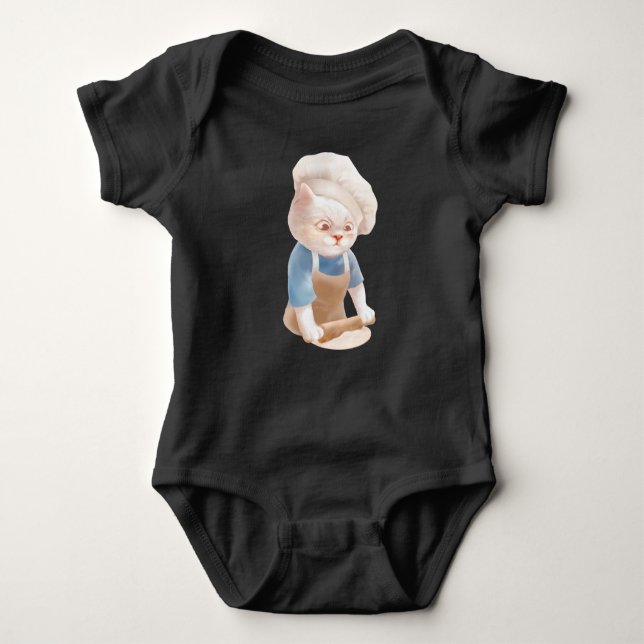 Cat Baker Baby – Cosy Morning Kneading Baby Bodysuit (Front)