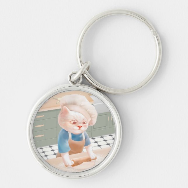 Cat Baker Baby – Cosy Morning Kneading Key Ring (Front)